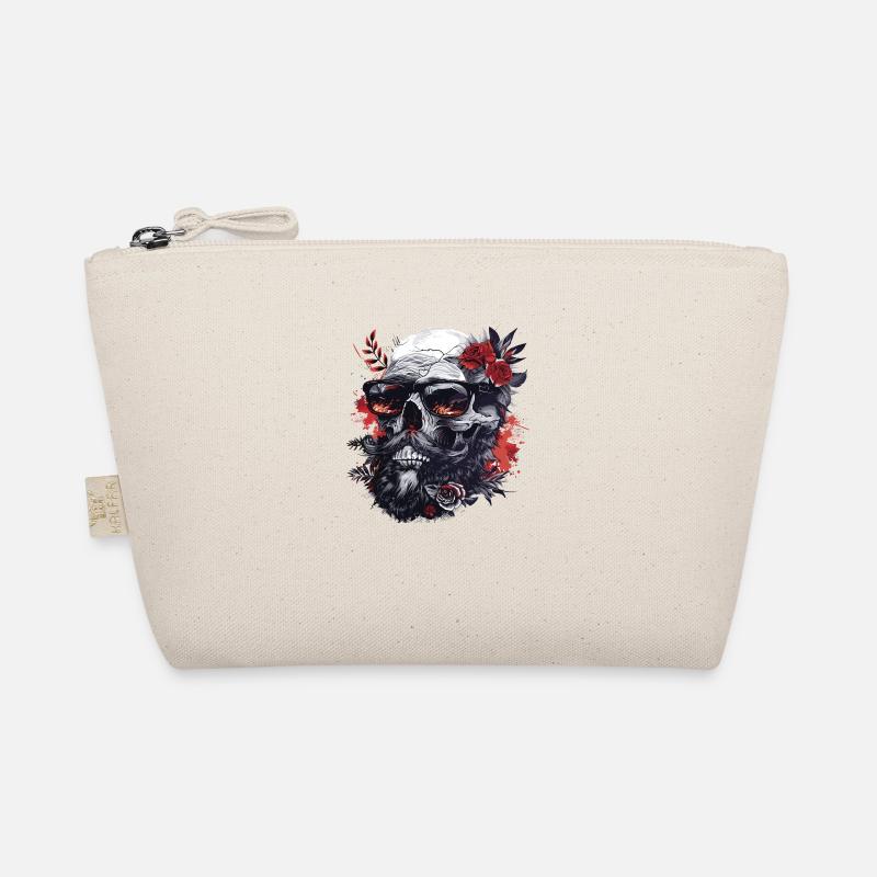 Skull Hipster Me Sunglasses and Roses Organic Pouch