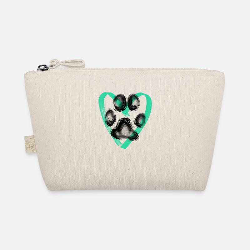 Empreinte de patte avec coeur, turquoise Trousse biologique