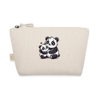 Loving Panda Parent with Child - Organic Pouch - nature - Front