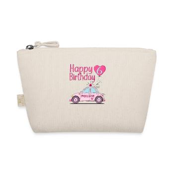 Joyeux anniversaire 6 Police Rose - Trousse biologique - nature - Devant
