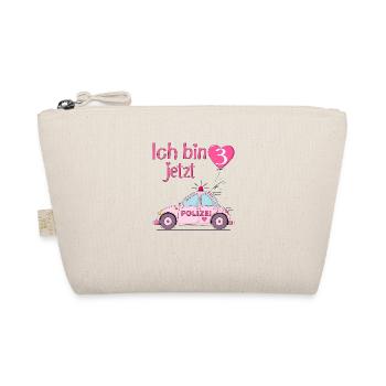 Polizeiauto Ich bin jetzt 3 Geburtstag Rosa - Bio-Täschchen - Natur - Vorne