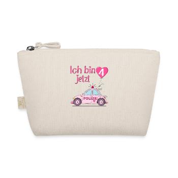 Polizeiauto Ich bin jetzt 4 Geburtstag Rosa - Bio-Täschchen - Natur - Vorne