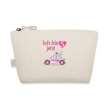 Polizeiauto Ich bin jetzt 5 Geburtstag Rosa - Bio-Täschchen - Natur - Vorne