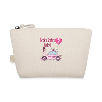 Polizeiauto Ich bin jetzt 2 Geburtstag Rosa - Bio-Täschchen - Natur - Vorne