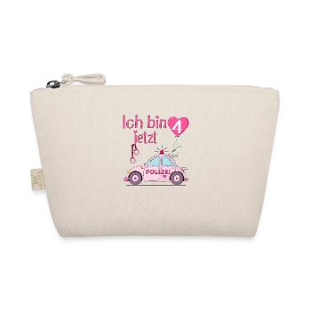 Polizeiauto Ich bin jetzt 4 Geburtstag Rosa - Bio-Täschchen - Natur - Vorne