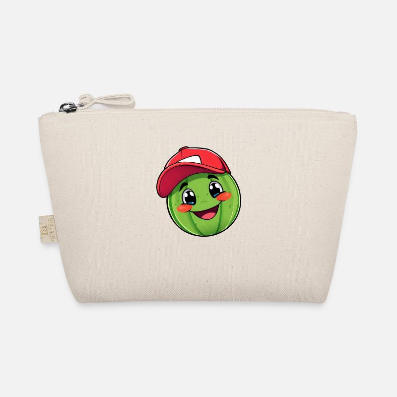 Smiling Watermelon Character in Red Baseball Cap Organic Pouch