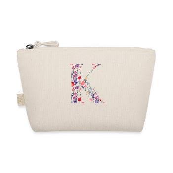 Personalized Floral Letter k - Gift Idea - Organic Pouch - nature - Front