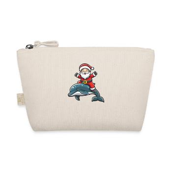 Dolphin Santa Claus Cartoon - Organic Pouch - nature - Front
