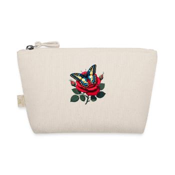Schwalbenschwanz auf roter Rose - Bio-Täschchen - Natur - Vorne