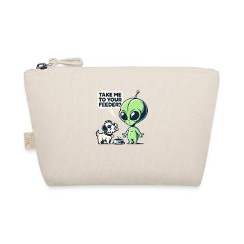 Funny Alien and Dog Cartoon - Take Me to Your Feed - Organic Pouch - nature - Front
