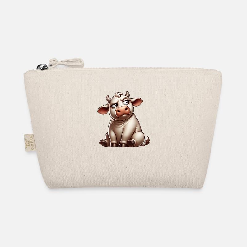 Cartoon cow skeptical bull funny comic Organic Pouch