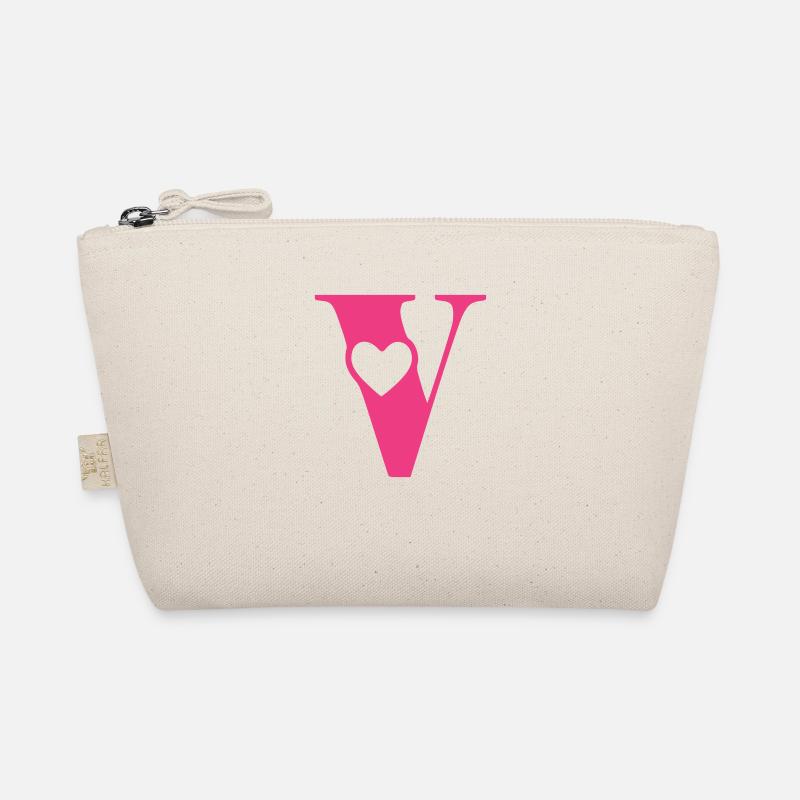 Buchstabe v Anfangsbuchstabe mit Herz Bio-Täschchen