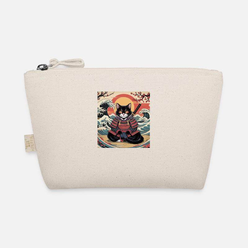 Chat samouraï avec coucher de soleil et vagues – Jap Trousse biologique