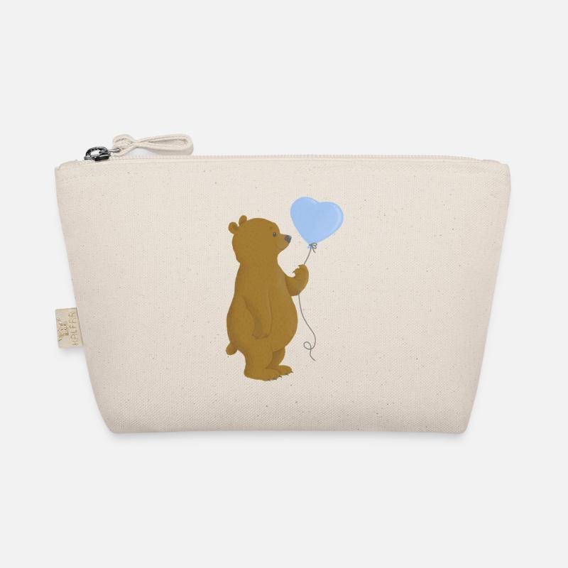 Bär mit blauem Herz-Luftballon Bio-Täschchen