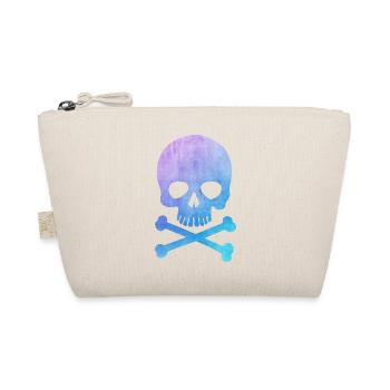 Trendy & Cool Watercolor Hipster Skull / Totenkopf - Bio-Täschchen - Natur - Vorne