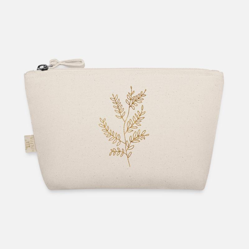 Gold Foliage Flora Line Art - Bio-Täschchen - Natur