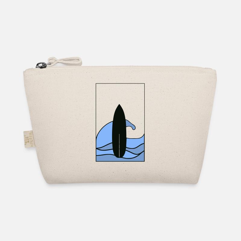 T-Shirt Surf Brett mit Welle in Rahmen - Bio-Täschchen - Natur