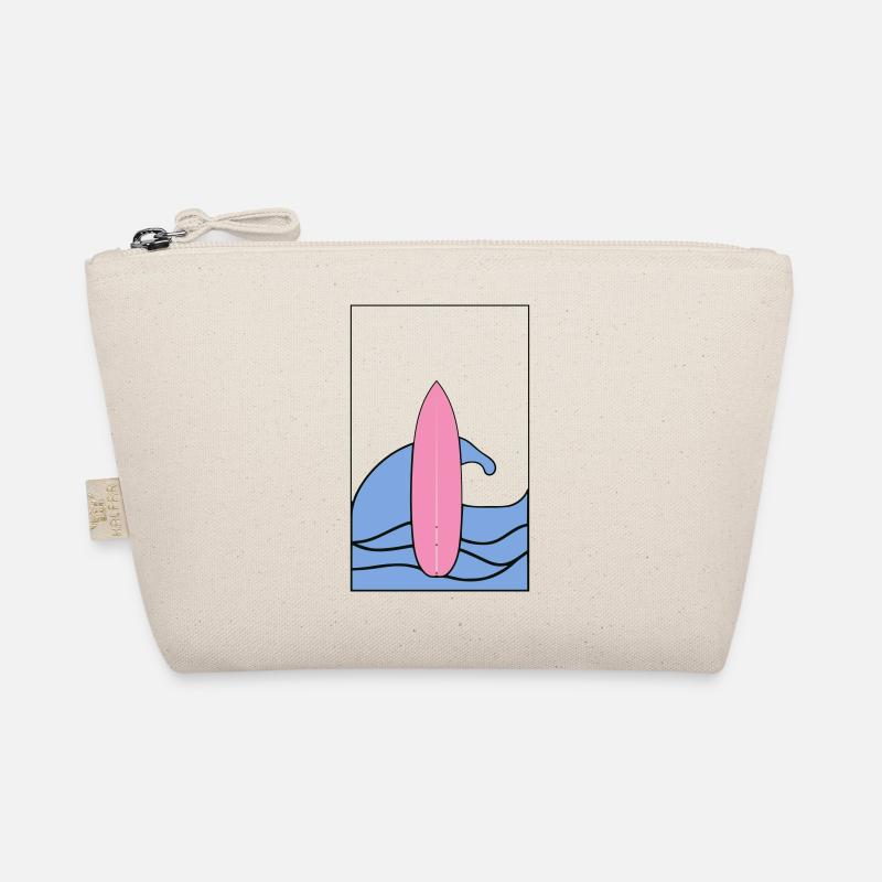 Square Logo: Pink Surf Board with Wave Organic Pouch