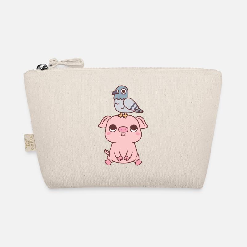 Cute Pigeon On Pig Doodle Organic Pouch