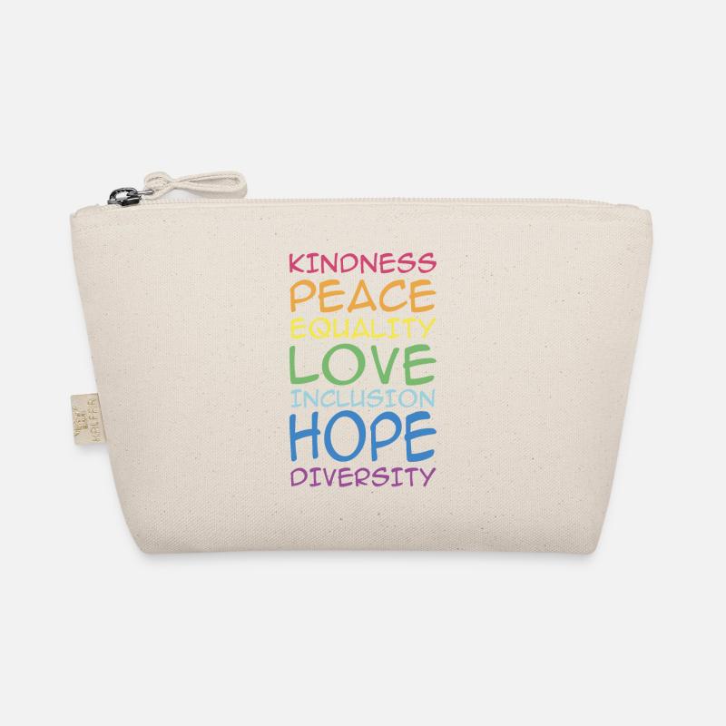 KINDNESS, PEACE, EQUALITY, INCLUSION, , DIVERSITY, - Bio-Täschchen - Natur