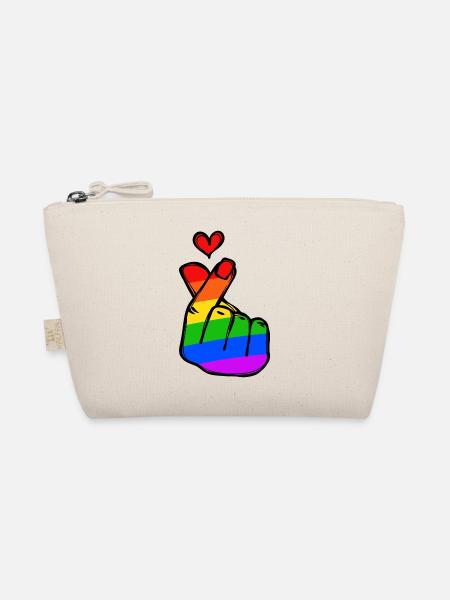 Regenbogen Herz Liebe Frieden Leidenschaft - Bio-Täschchen - Natur