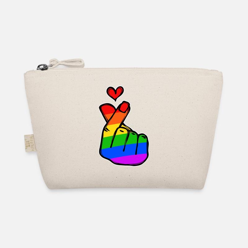 Frieden Herz Liebe Regenbogen Friedensbewegung - Bio-Täschchen - Natur