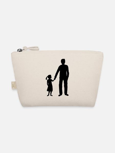 Papa Tochter Team Silhouette - Bio-Täschchen - Natur