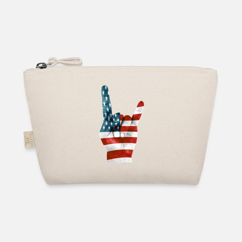 Drapeau américain sur une main Rock'n'Roll Trousse biologique