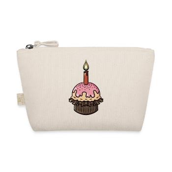 Birthday muffin with single candle gift idea - Organic Pouch - nature - Front