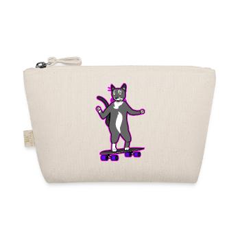Cool longboard cat in pink - Organic Pouch - nature - Front