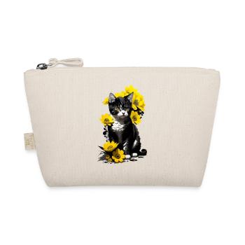 Chaton assis avec des fleurs jaunes - Trousse biologique - nature - Devant
