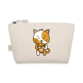 A funny cat kitten drinks Boba Tea Bubble - Organic Pouch - nature - Front