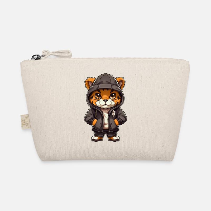 Cooler Tiger in Freizeitkleidung Bio-Täschchen