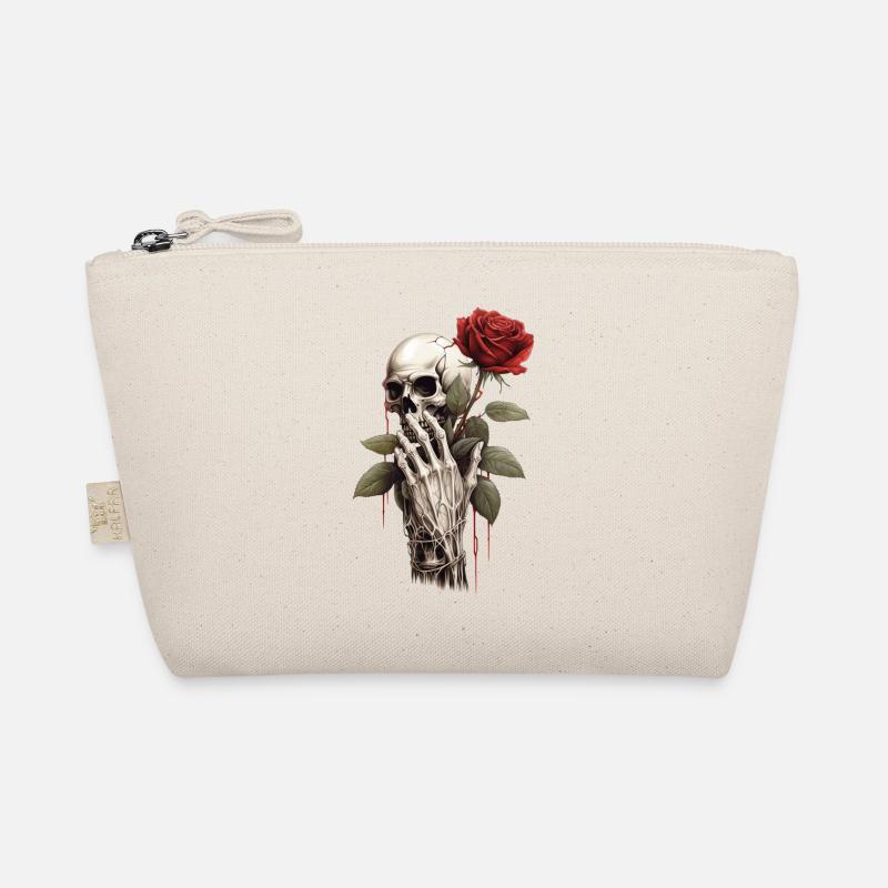 Skeleton Rose Hand Head Organic Pouch