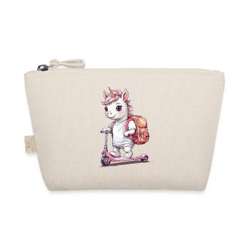 Einhorn Schüler mit Roller Design - Bio-Täschchen - Natur - Vorne