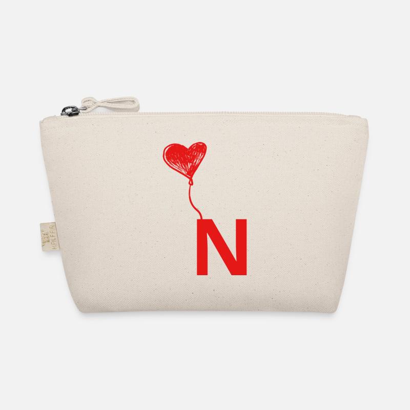 Buchstabe n Herz - Bio-Täschchen - Natur