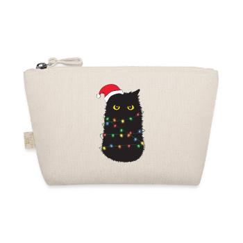 Christmas Tree Cat Santa Hat Funny - Organic Pouch - nature - Front