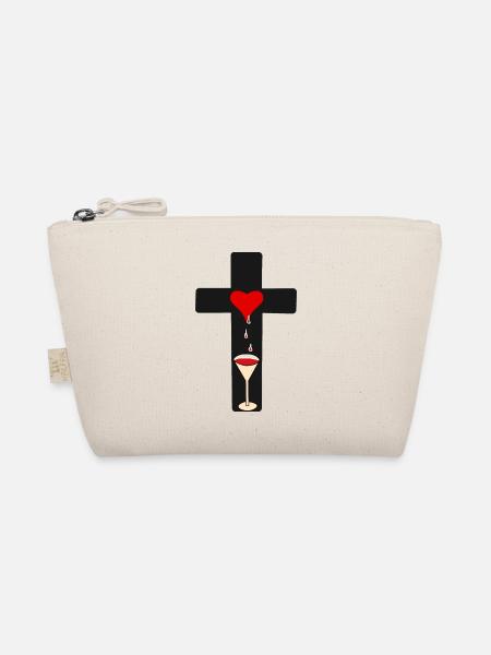 Kreuz Christi Blut Horror Halloween Grufti Okkult - Bio-Täschchen - Natur - Vorne