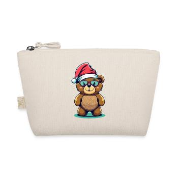 Teddy bear with Christmas hat - Organic Pouch - nature - Front