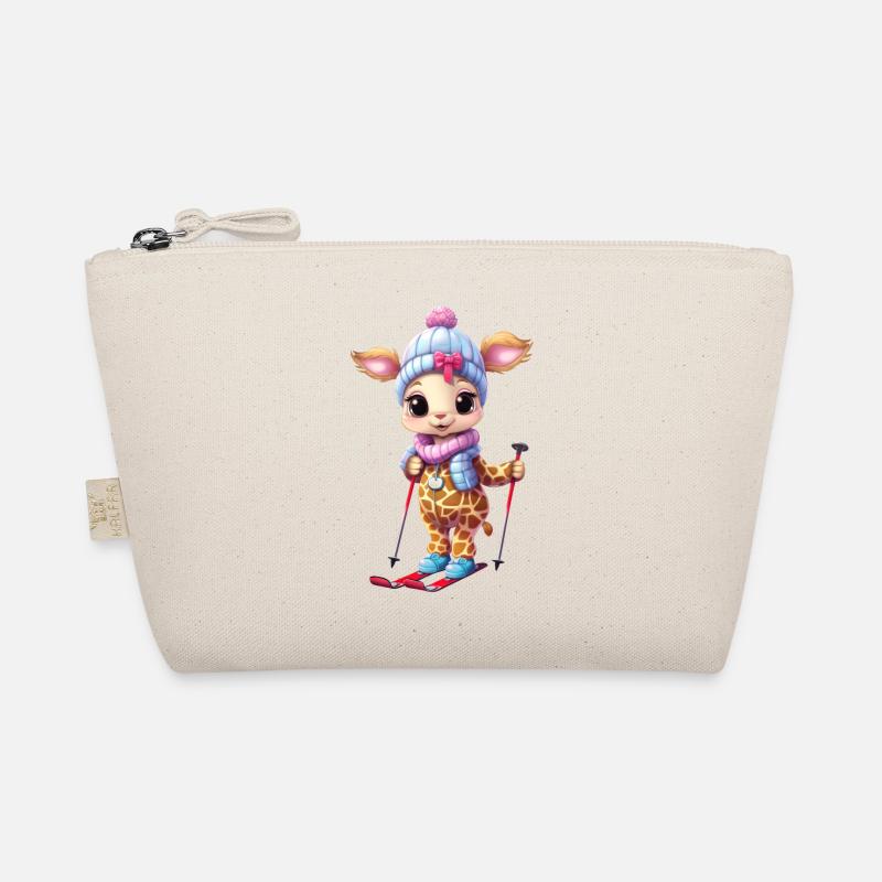 Skiing Giraffe - Funny Comic Design Organic Pouch