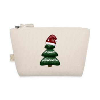 Christmas motif - Christmas tree with Santa hat - Organic Pouch - nature - Front