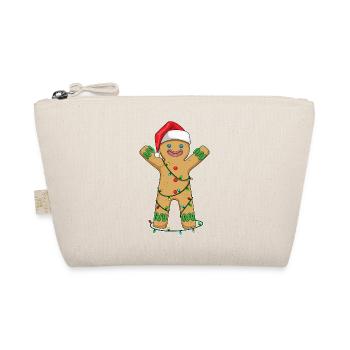 Gingerbread Man Christmas Fairy Lights - Organic Pouch - nature - Front