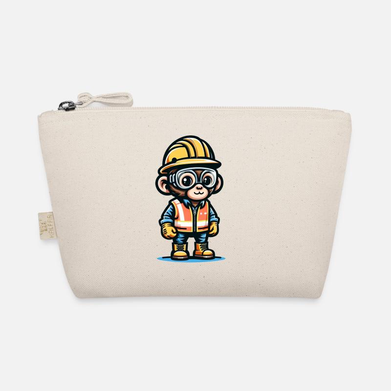 Cute Monkey Construction Worker Organic Pouch