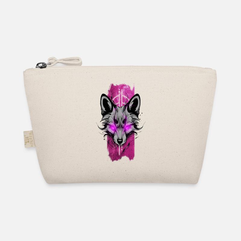 Radiant Foxfire: Fox with Glowing Pink Eyes Organic Pouch