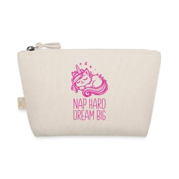 Nap Hard Dream Big schlafende Einhornkatze - Bio-Täschchen - Natur - Vorne