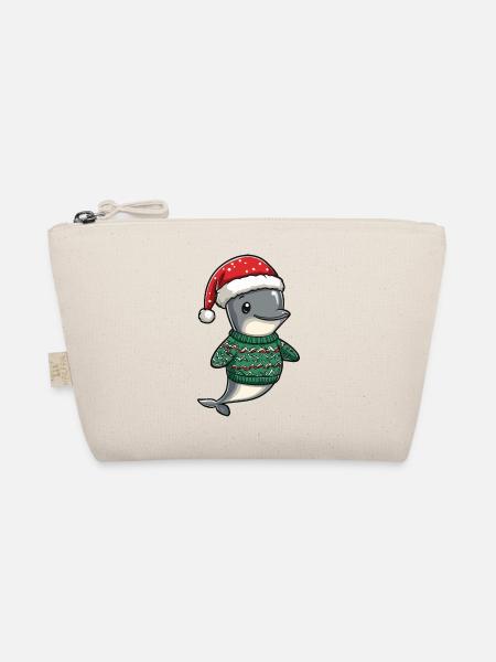 Delfin Weihnachten - Bio-Täschchen - Natur