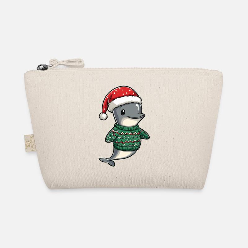 Delfin Weihnachten - Bio-Täschchen - Natur