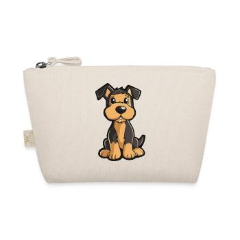 Airedale Terrier Hund Comic Niedlich - Bio-Täschchen - Natur - Vorne