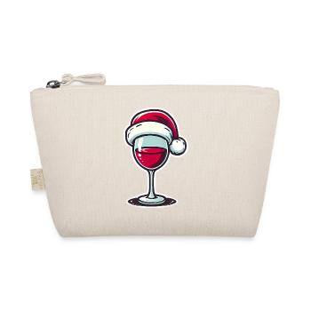 Festive Wine Glass with Santa Hat - Organic Pouch - nature - Front