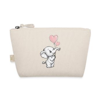 Elephant with heart balloons - Organic Pouch - nature - Front